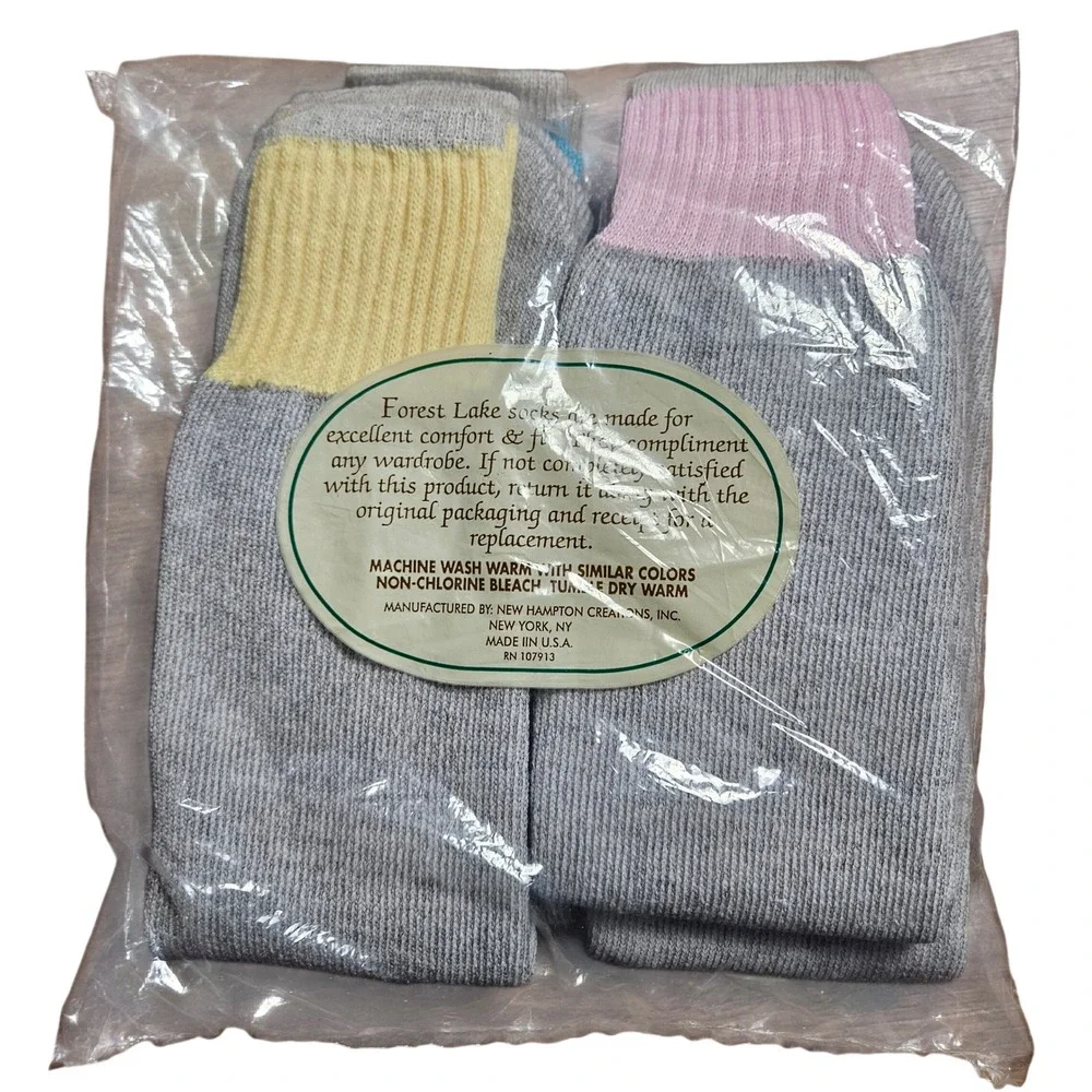 Forest Lake 4 Pairs Womens Thermal Socks 9-11 Acrylic Blend Made in USA NWT